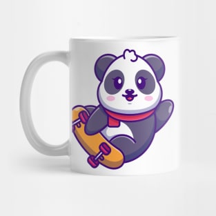 Cute panda play skateboard cartoon Mug